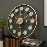 Iron Decorative Wall Clock - Polished Wood, Round Shape, Various Colors Available | Durable Design For Home Aesthetic