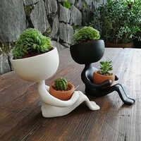 Resin Yoga Planters - Polished Resin, 10 X 5 X 5 Cm | Classic Black & White, Ideal For Indoor Decoration