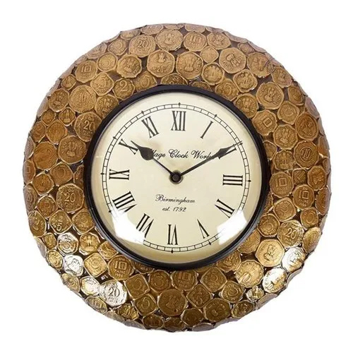 Metal Wall Clock - Color: Brown