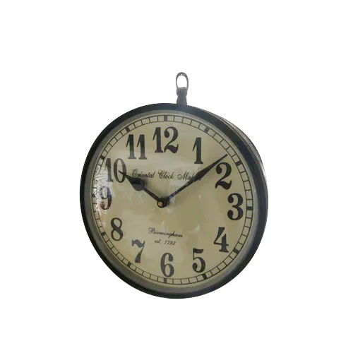 Double Sided Railway Hanging Clock - Color: Black