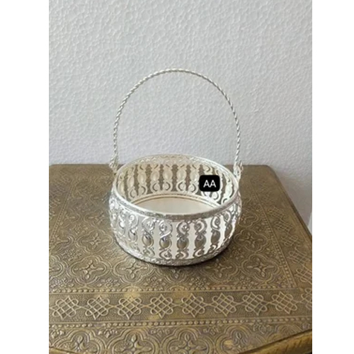 5 Inch Metal Hamper Basket - Color: Silver And Golden