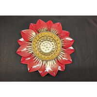 Lotus Metal Urli - Polished Metal, Multi-coloured Finish | Moisture Proof, Easy To Clean, Elegant Floating Candle Holder, Indian Design