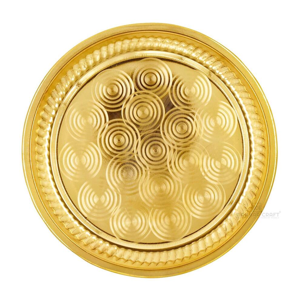 Brass Puja Thali with Flower Embossed Design/Aarti Plate for Pooja