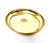 Brass Dana Pooja/halwa Plate For Sweets - Color: Golden