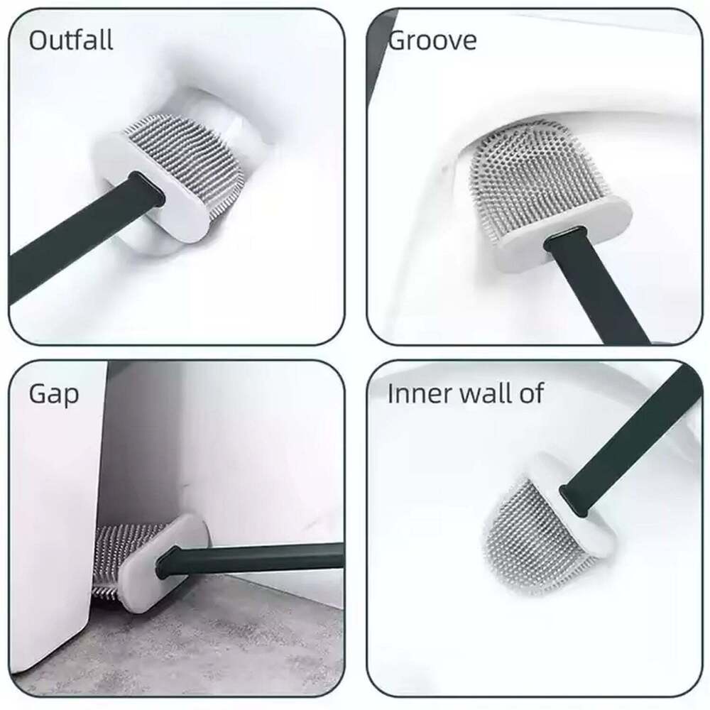 Portable Silicone Toilet Brush with Holders