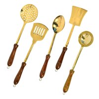 Brass Wooden Ladle For Kitchenware - Color: Reddish-brown