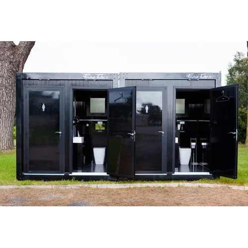 Luxury Mild Steel Portable Toilet Cabin - Color: Black