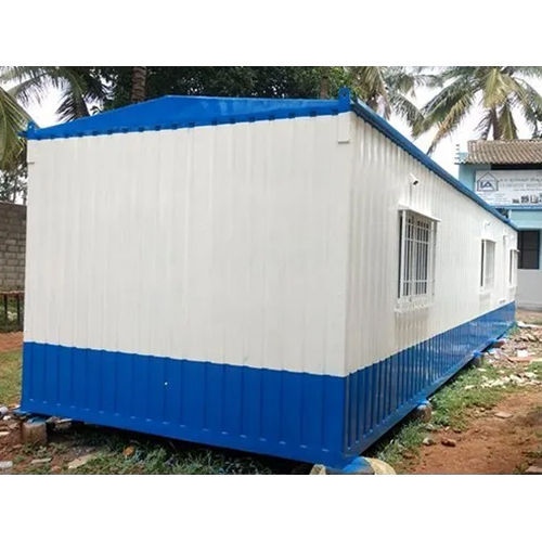 Container Office Cabin With Furniture - Color: White & Blue