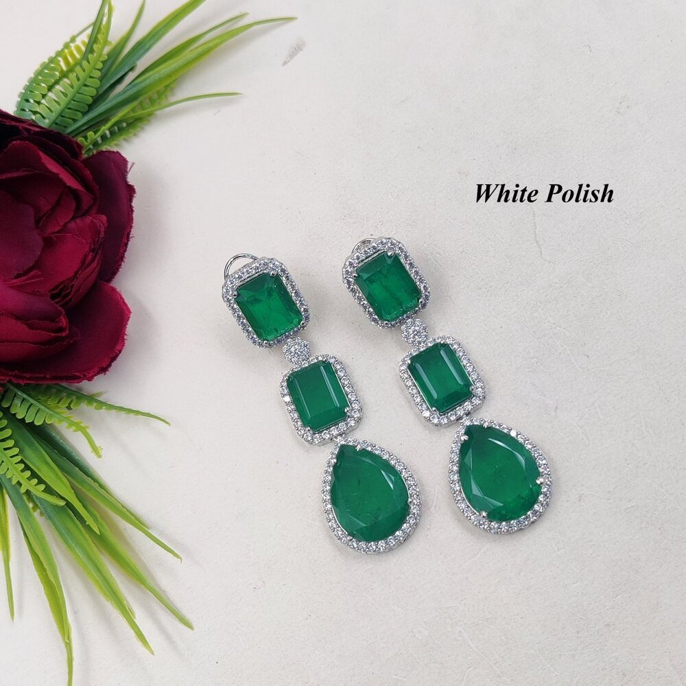 Ad Glass Stone Dangling Earring