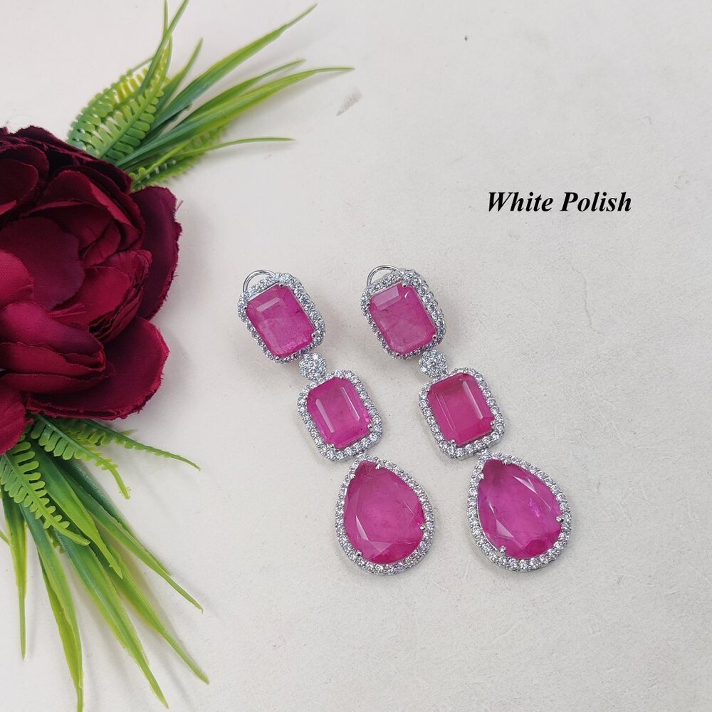 Ad Glass Stone Dangling Earring