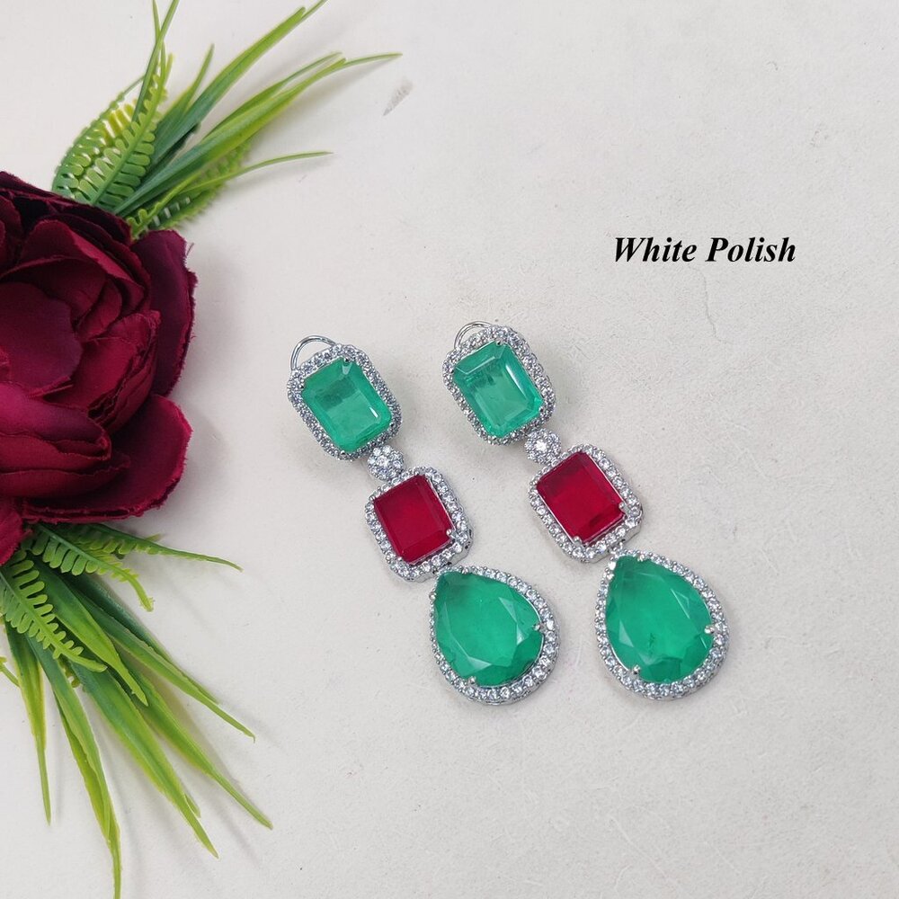 Ad Glass Stone Dangling Earring