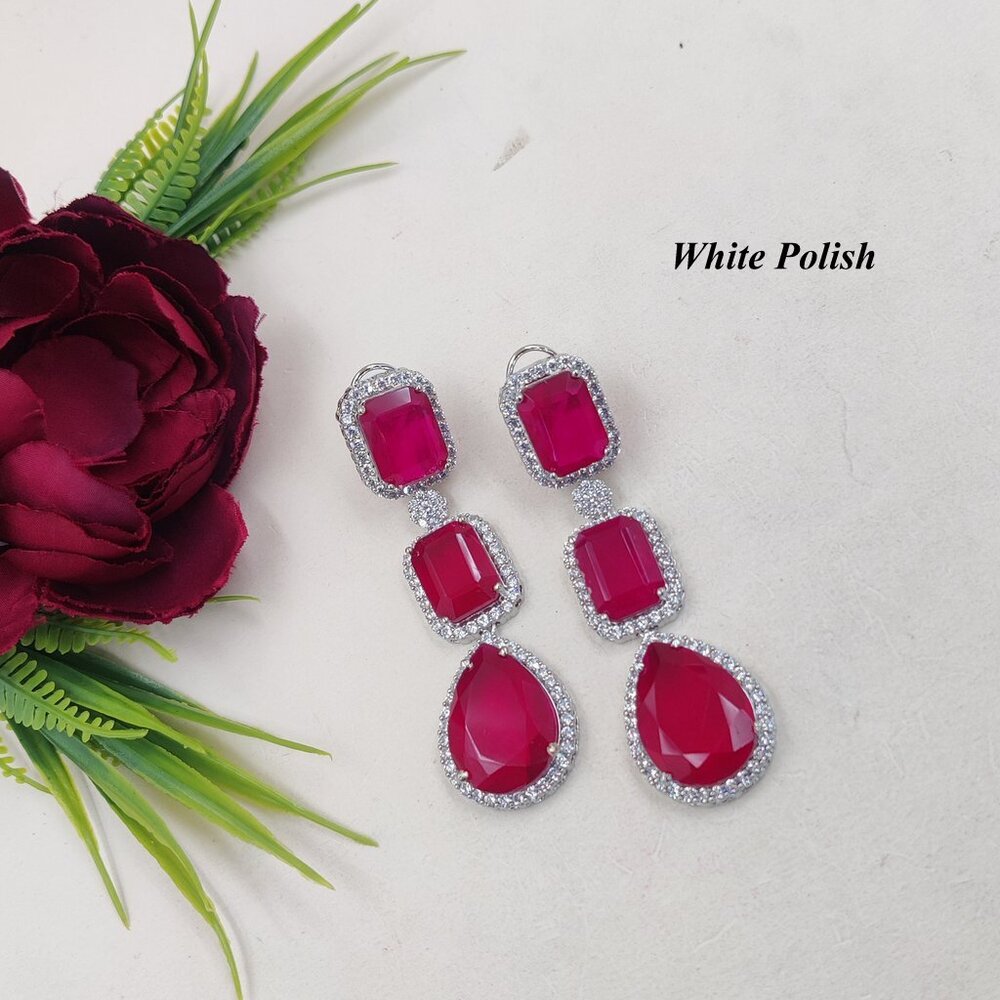 Ad Glass Stone Dangling Earring