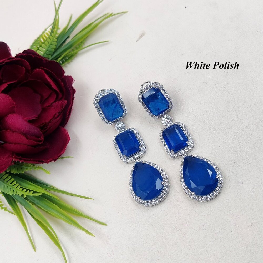 Ad Glass Stone Dangling Earring