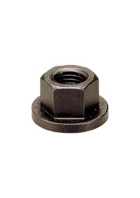 Flange Wheel Nut M14 - Black Zinc-coated Steel , Serrated Flanged Base For Enhanced Load Distribution And Vibration Resistance