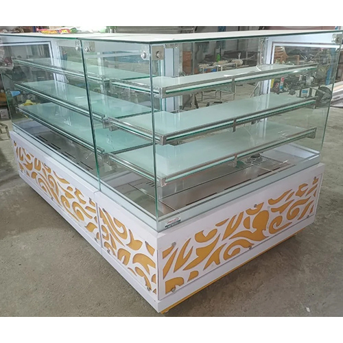 L Shape Stainless Steel Sweet Display Counter - Color: Silver