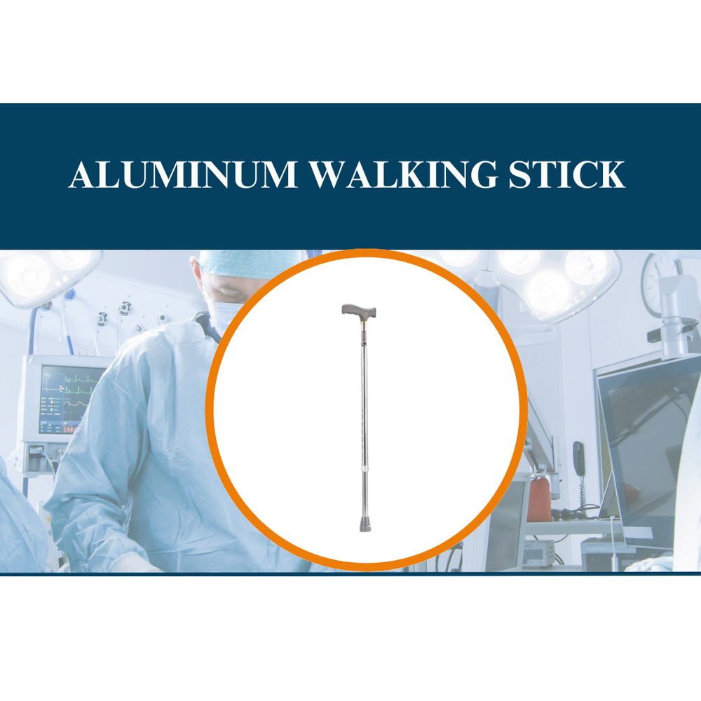 Aluminum Walking Stick - Adjustable Size , Silver Color, Lightweight Aluminum Material, Portable Walking Support for Enhanced Mobility