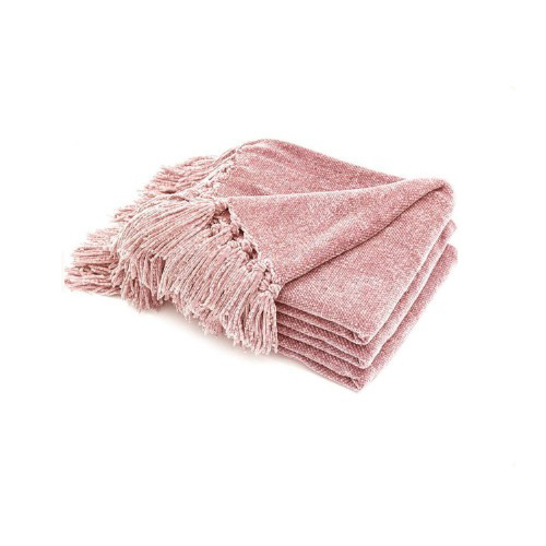 Chenille Throws - Acrylic, Full Size 60x50 Inches | Handmade Plain Design, Solid Colors, Binding Edge for Cozy Comfort