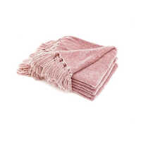Chenille Throws - Acrylic, Full Size 60x50 Inches | Handmade Plain Design, Solid Colors, Binding Edge For Cozy Comfort