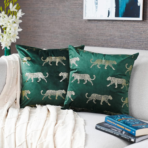 Foil Printed Cushion Cover - 100% Cotton Material, Customized Styles , Zipper Closure and Stylish Plain Dyed Design In Various Colors