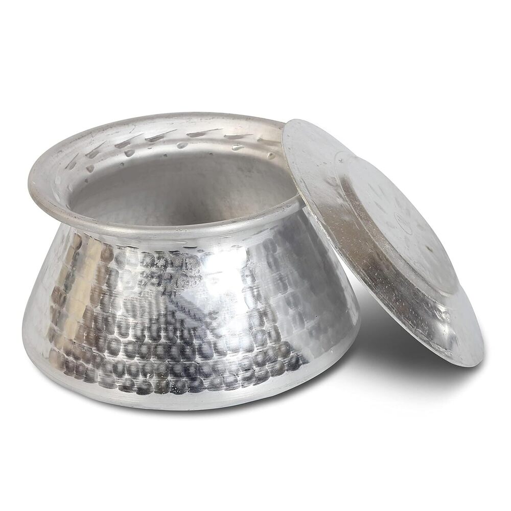 Hammered Aluminium Deg Kadhai with Lid