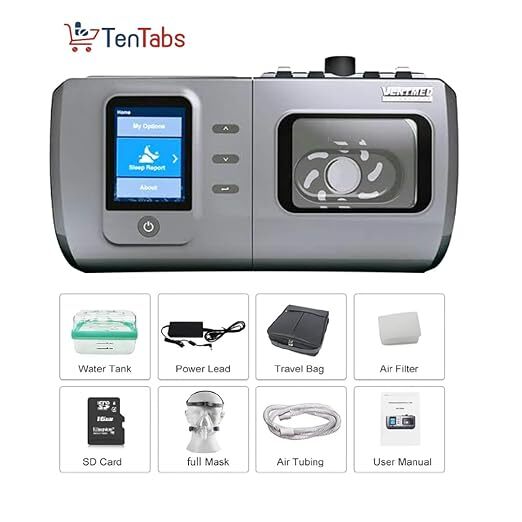 Ventmed Bipap Ds8 - Plastic Build, Medium Full Face Mask Included | Non-invasive Ventilation With Ast, Various Work Modes, Humidifier Equipped