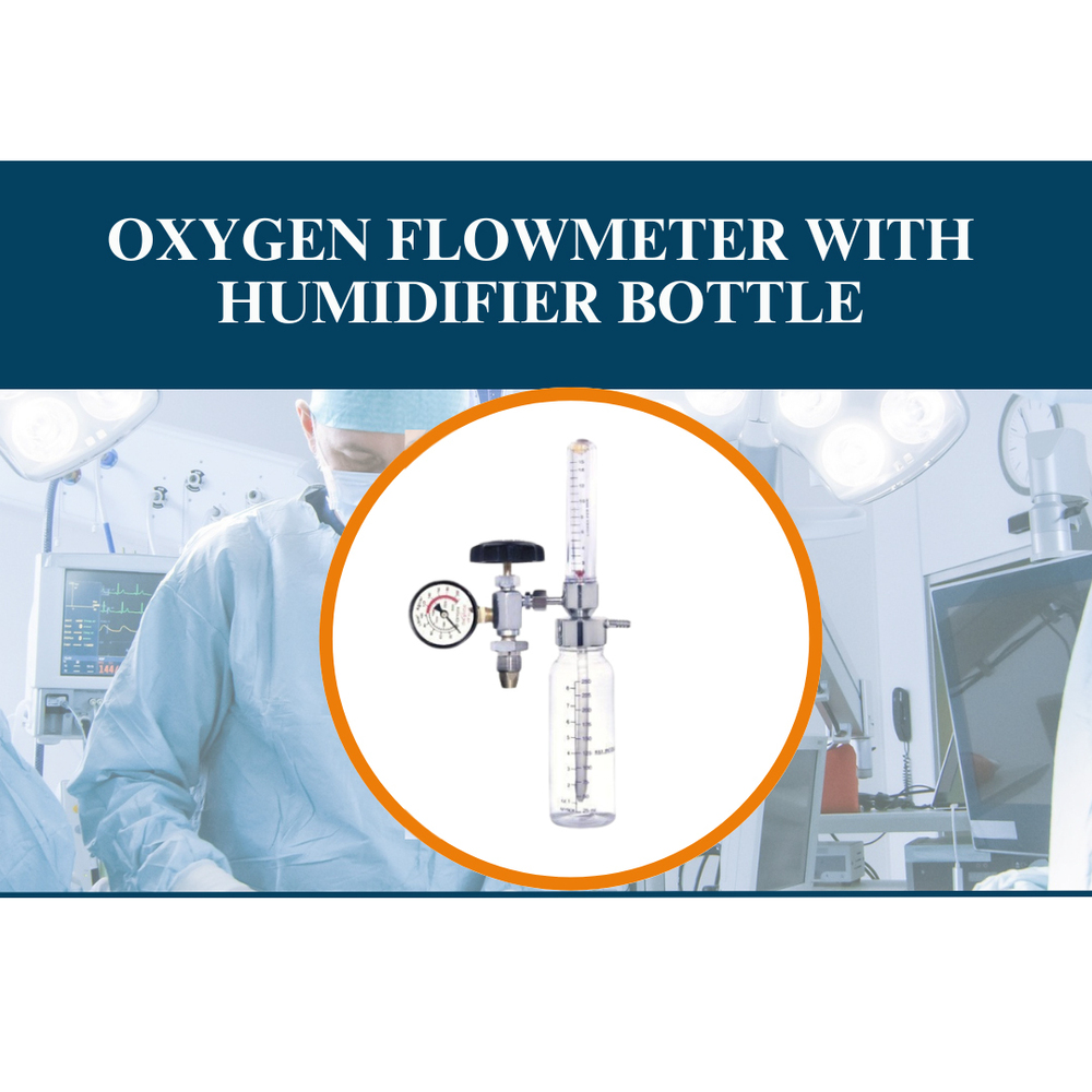 Oxygen Flowmeter With Humidifier Bottle - Compact Size, Lightweight Design | Medical Oxygen Flow Regulation Solution