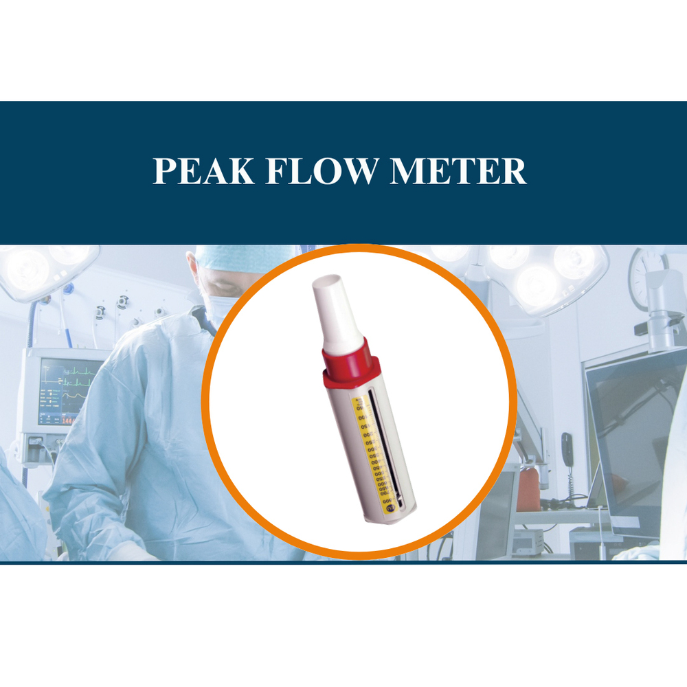 Peak Flow Meter - Compact Size, Lightweight Design | Red and White Portable Device for Measuring Peak Expiratory Flow