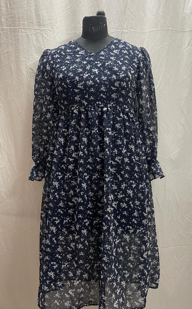 georgette dress navy blue