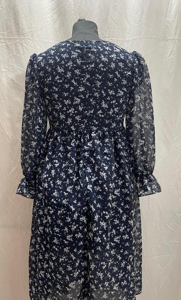 georgette dress navy blue