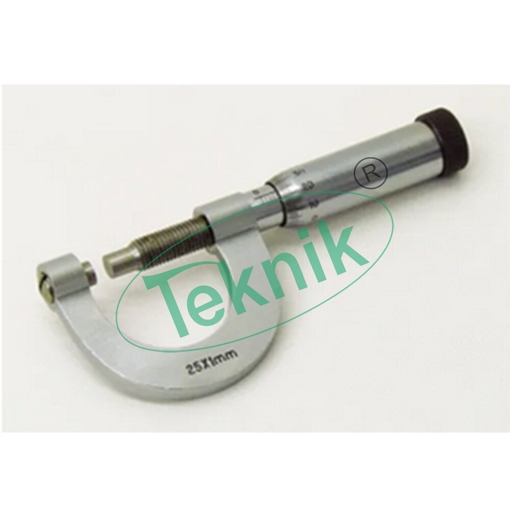 Micrometer Contract On Gauge - Nickel-plated Brass, Stainless Steel Rod 0-25mm Range, 1/100mm Precision, Ratchet Lock Type, Ideal For Applied Mechanics Lab Measurements