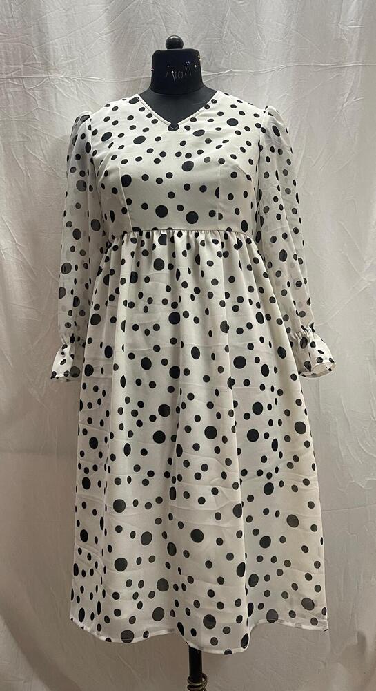 georgette dress white printed