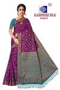 Kashmiri Silk - Beautiful Silk Saree with Chikankari Work