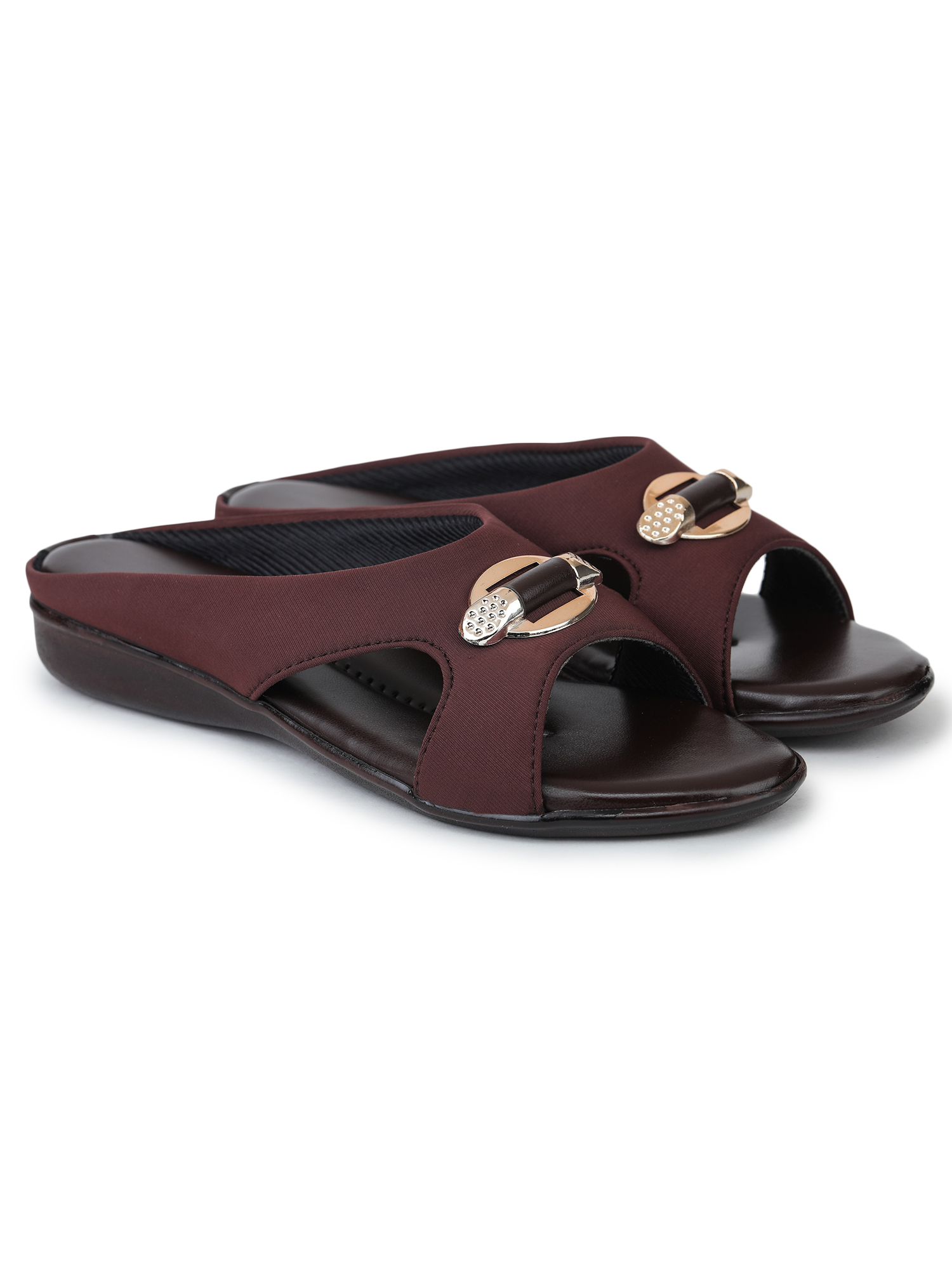 Flat Heel Sandals For Girls - Wear With Delight: Fancy Flat Slippers For Women - Color: Brown