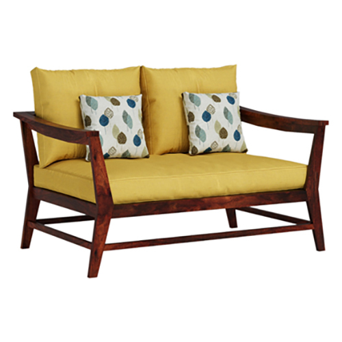 Kaveri 2 Seater Sofa with all weather premium fabric (Yellow) and sheesham wood