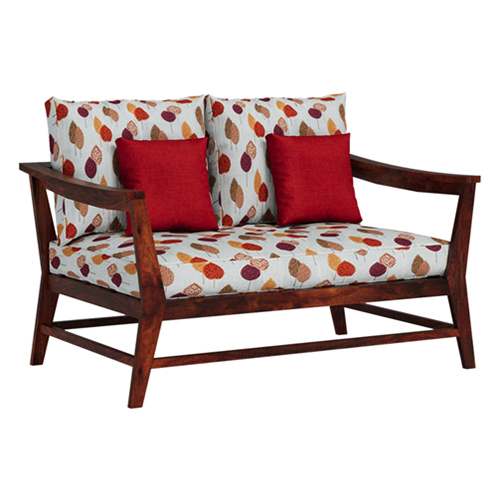 Kaveri 2 Seater Sofa with all weather premium fabric (Orange) and sheesham wood