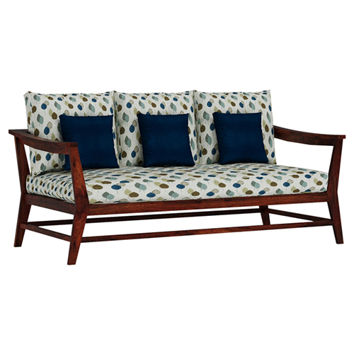 Kaveri 3 Seater Sofa With All Weather Premium Fabric (Multi Blue) And Sheesham Wood - Brand Name: Ghome