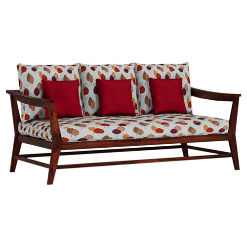 Kaveri 3 Seater Sofa With All Weather Premium Fabric (Orange) And Sheesham Wood - Brand Name: Ghome