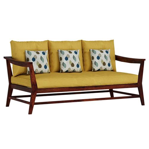 Kaveri 3 + 2 Sofa Set with all weather premium fabric (yellow) and sheesham wood