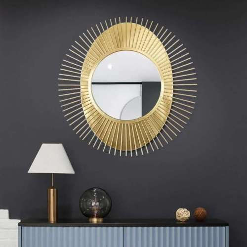 Unique Metal Wall Mirror - Color: Golden