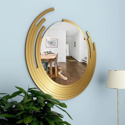 Half Moon Metal Mirror - Color: Golden