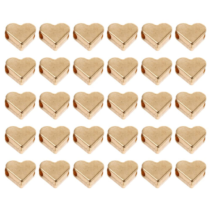 Flat Heart Brass Beads | Size: 6mm , Color: Golden, Silver, Rosegold | High-quality Plated, Pack Of 10 Pieces