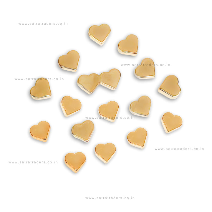 Flat Heart Brass Beads | High Quality Plated | Size: 6mm | Qty: 10pcs