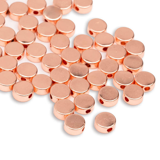 Flat Brass Beads | High Quality Plated | Size: 6mm | Qty: 30pc - Material: Brass, Color Options: Golden, Silver, Rose Gold, Versatile For Jewelry Making