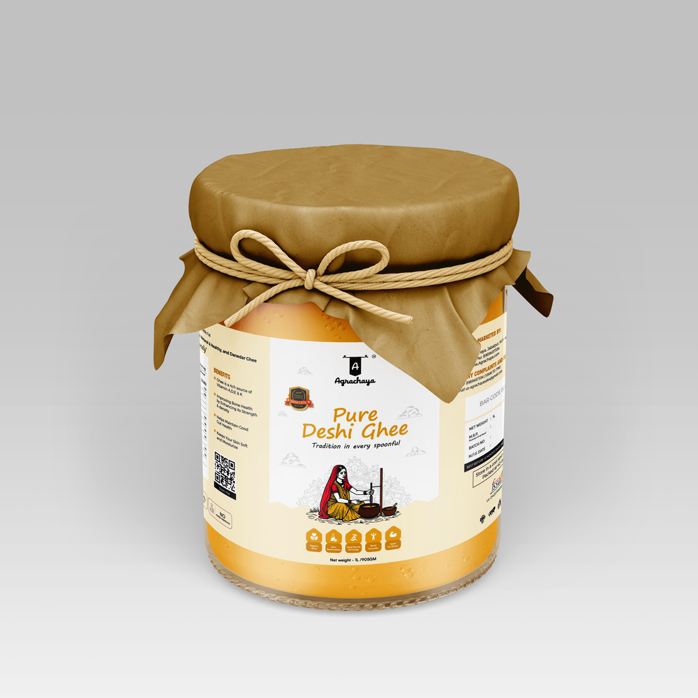 Pure Deshi Ghee 1/2L - Color: Golden Yellow