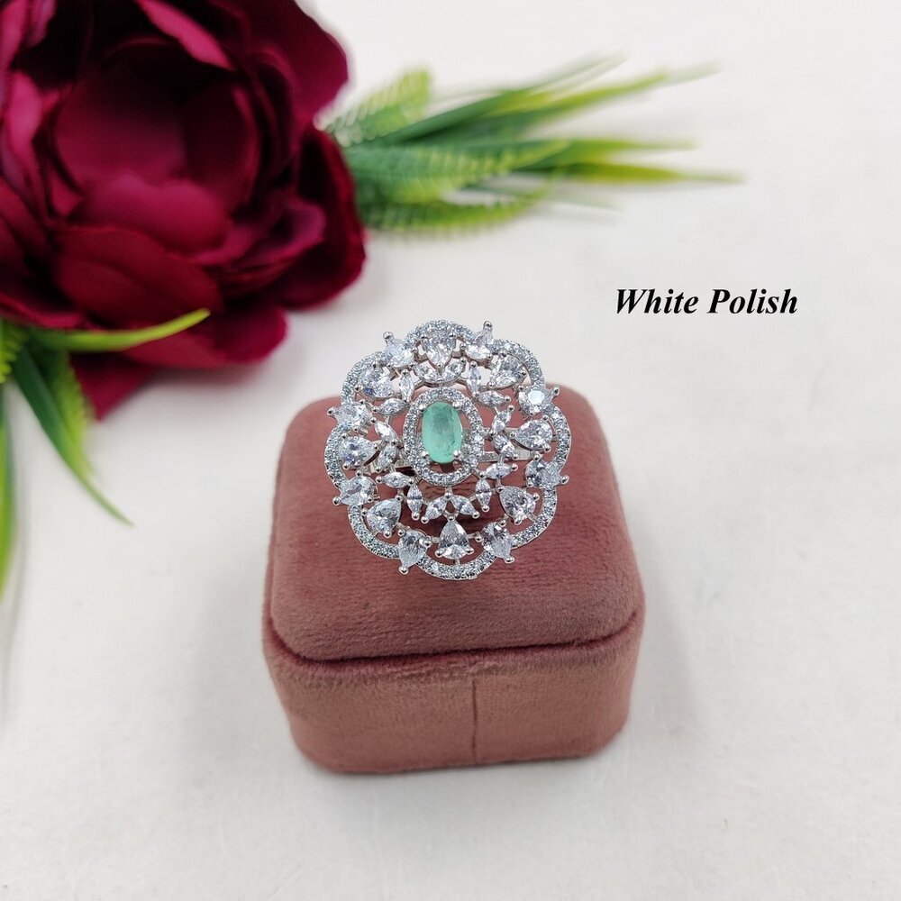 Stylish Floral Designer American Diamond Ring