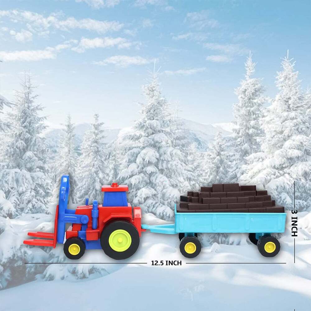 Plastic Tractor Toy Friction Powered Tractor With Bricks Trolleys