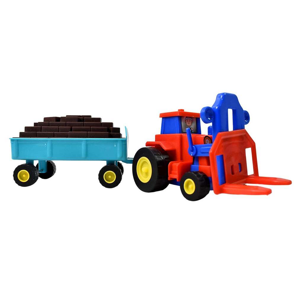 Plastic Tractor Toy Friction Powered Tractor With Bricks Trolleys