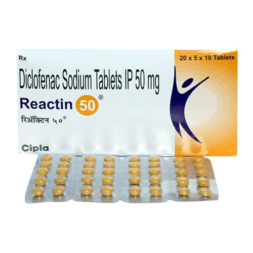 50mg Reactin Diclofenac Sodium Tablet - Drug Type: General Medicines