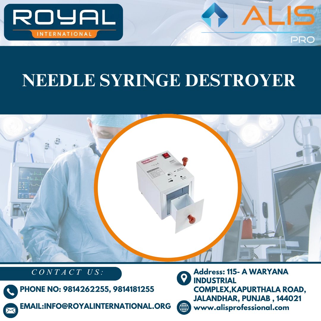 Needle Syringe Destroyer - Metal, Compact Size, Electric 220V | Reusable Medical Waste Equipment, LED Indicators, Lightweight Design