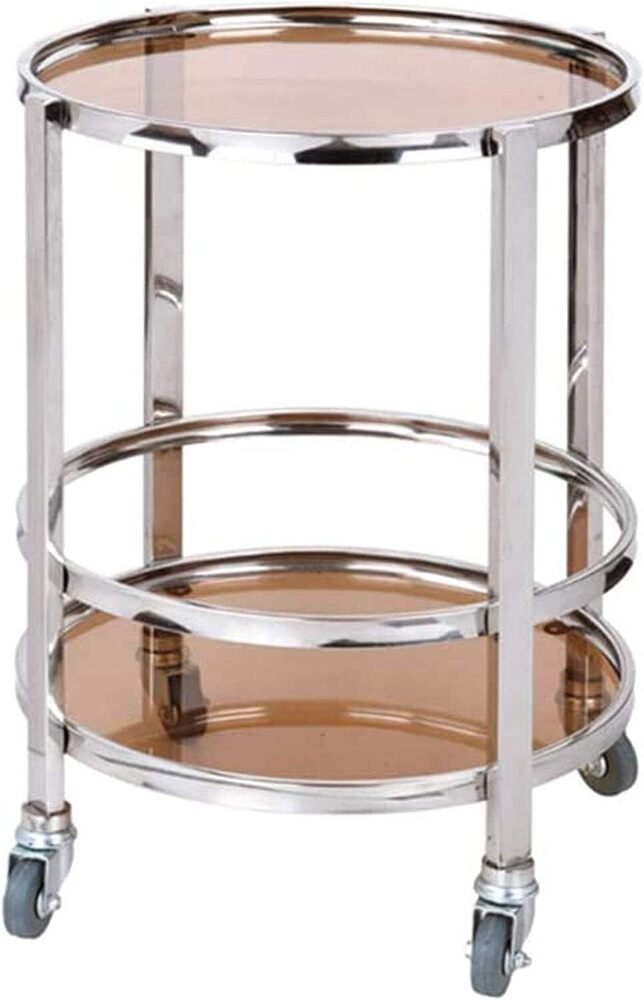 Rolling Bar Trolley/Glass Serving Cart With Metal Frame